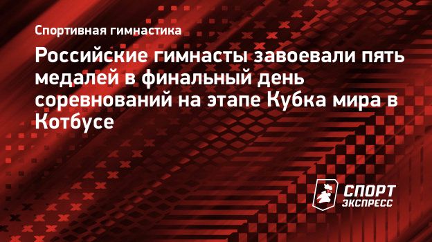 Российские гимнасты завоевали пять медалей в финальный день соревнований на этапе Кубка мира в Котбусе