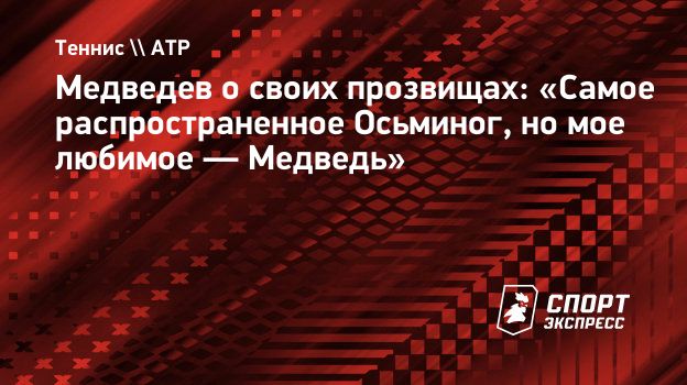 Медведев о своих прозвищах: «Самое распространенное Осьминог, но мое  любимое — Медведь». Спорт-Экспресс