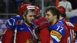Сегодня. Кельн. Россия - Финляндия - 5:3. Артемий ПАНАРИН (№72) и Евгений ДАДОНОВ.