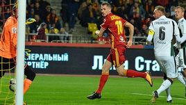Сегодня. Тула. "Арсенал" - "Краснодар" - 1:0. Лука ДЖОРДЖЕВИЧ (№18) забивает единственный гол вэтом матче.