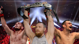 UFC намерен лишить Конора МАКГРЕГОРА (в центре) пояса и сделать бой между Хабибом НУРМАГОМЕДОВЫМ (слева) и Тони ФЕРГЮСОНОМ титульным.