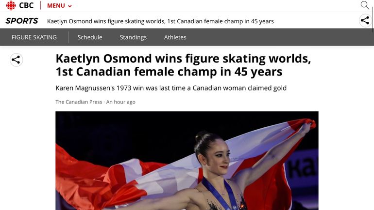 CBC (Канада): "Первое золото Канады за 45 лет".