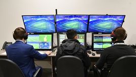 Комната для работы видеоарбитров на стадионе футбольного клуба “Краснодар”.