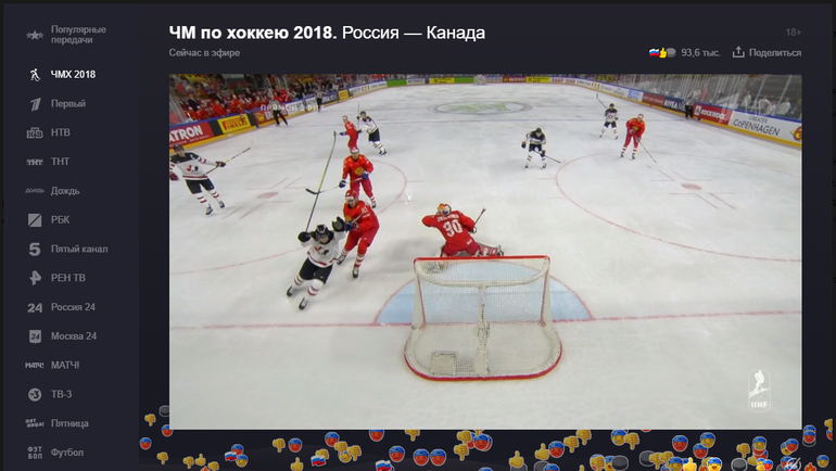 Эмоции пользователей "Яндекса" на события матча Россия - Канада.