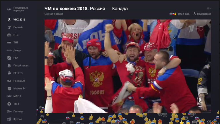Эмоции пользователей "Яндекса" на события матча Россия - Канада.