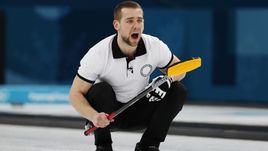 Александр Крушельницкий во время турнира в дабл-миксте на Олимпиаде-2018 в Пхенчхане.