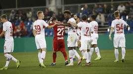 29 января. Доха. "Спартак" - "Локомотив" - 4:0. Красно-белые празднуют гол в ворота железнодорожников.