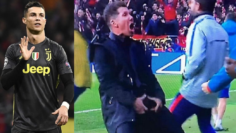 Роналду истерит, Симеоне показывает мужской жест. Главная жара в матче "Атлетико" – Ювентус"