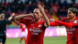 30 марта. Грозный. "Ахмат" - "Спартак" - 1:3. Денис Глушаков празднует забитый мяч.