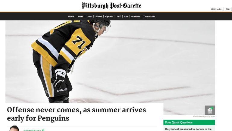   The Pittsburgh Post-Gazzette     ""  "".