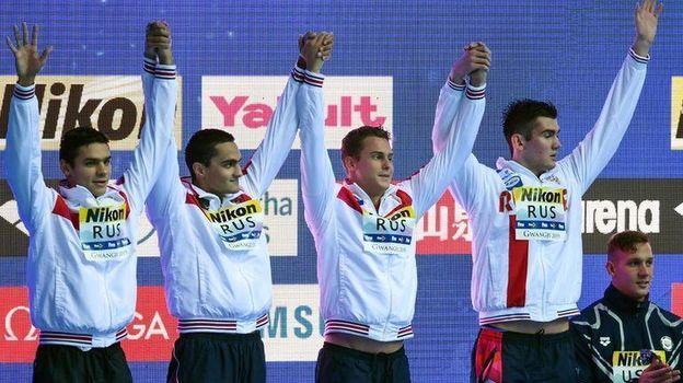 Мужская сборная России по плаванию выиграла эстафету 4х100 м свободным стилем на чемпионате мира в Кванджу
