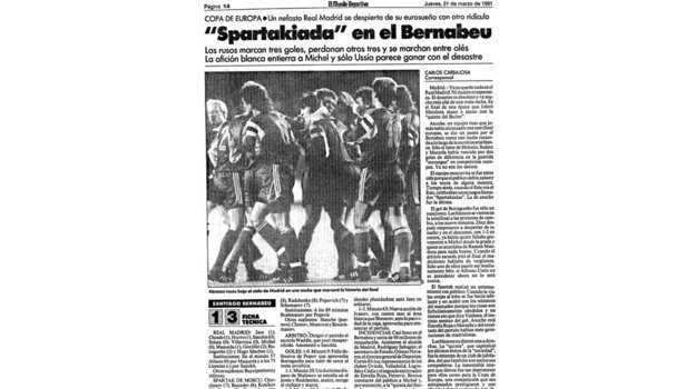 Первая полоса El Mundo Deportivo от 21 марта 1991 года. Первая полоса El Mundo Deportivo от 21 марта 1991 года.