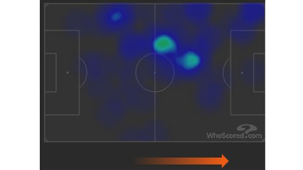 Тепловая карта Неймара в матче с «Боруссией» (2:0). Фото whoscored.com Тепловая карта Неймара в матче с «Боруссией» (2:0). Фото whoscored.com