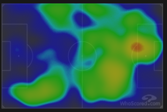 Тепловая карта «Ростова» в матче с «Арсеналом» (3:2). Фото whoscored.com Тепловая карта «Ростова» в матче с «Арсеналом» (3:2). Фото whoscored.com