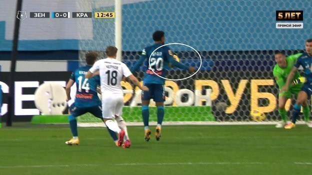 «Зенит» - «Краснодар». Пенальти за игру рукой Вендела 2. «Зенит» - «Краснодар». Пенальти за игру рукой Вендела 2.