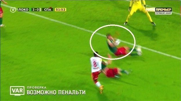 11 апреля. Москва. «Локомотив» — «Спартак» — 2:0. 51-я минута. Контакт мяча с Пабло. 11 апреля. Москва. «Локомотив» — «Спартак» — 2:0. 51-я минута. Контакт мяча с Пабло.