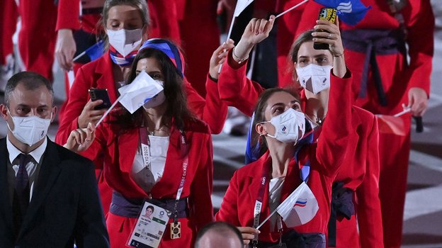 Сборная России на церемонии открытия Олимпиады в Токио. Фото AFP