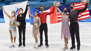 Русские обнимаются с американцами, Тутберидзе, Загитова и Медведева следят: развязка турнира танцоров на Олимпиаде
