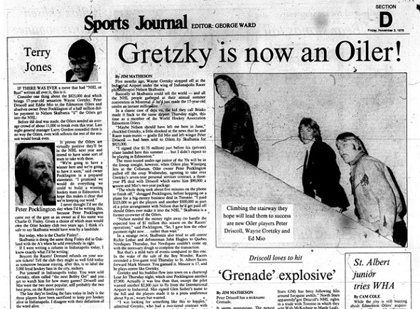 Полоса газеты об Уэйне Гретцки. Фото Sports Journal