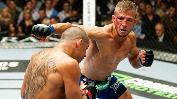 Ти Джей Диллашоу достает правым хуком Ренана Барао. Фото USA Today Sports Ти Джей Диллашоу достает правым хуком Ренана Барао. Фото USA Today Sports