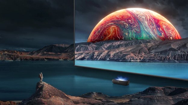 Телевизор Hisense Laser TV серии L9G: комплект из экрана и лазерного проектора. Телевизор Hisense Laser TV серии L9G: комплект из экрана и лазерного проектора.