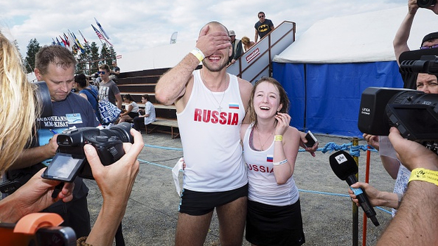 Чемпионы мира из России Дмитрий Сагал и Анастасия Логинова. Фото Getty Images