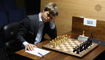 Шахматист Магнус Карлсен на турнире претендентов в 2013 году.