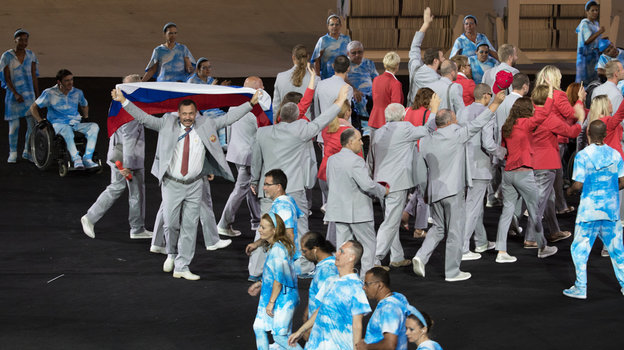 Спортсмены белорусской делегации на церемонии открытия Паралимпиады-2016