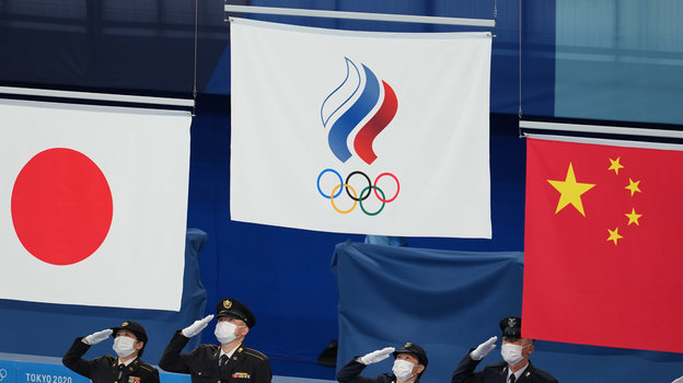 Флаги Японии, ОКР и Китая на Олимпийских играх
