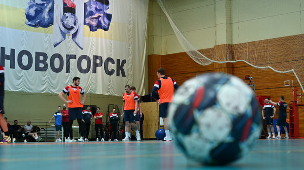 Training of the Russian national handball team.