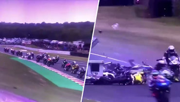 Авария на мотогонках Quattro Group British Supersport