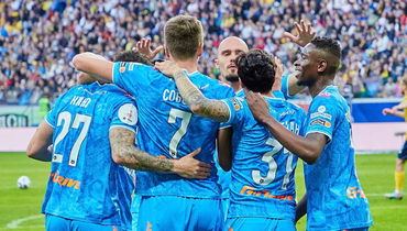 Радость футболистов «Зенита» после гола в ворота «Ростова» (1:0) 18 мая.
