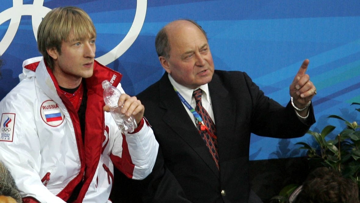 Евгений Плющенко и Алексей Мишин на Олимпиаде-2006 в Турине.