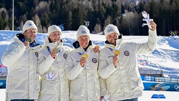 Лыжные гонки: мужская эстафета на Олимпиаде-2026 15 февраля — видео