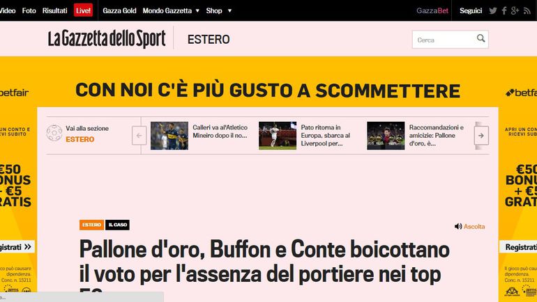 La Gazzetta dello Sport. La Gazzetta dello Sport.