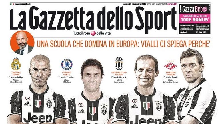 Обложка Gazzetta dello Sport. Обложка Gazzetta dello Sport.