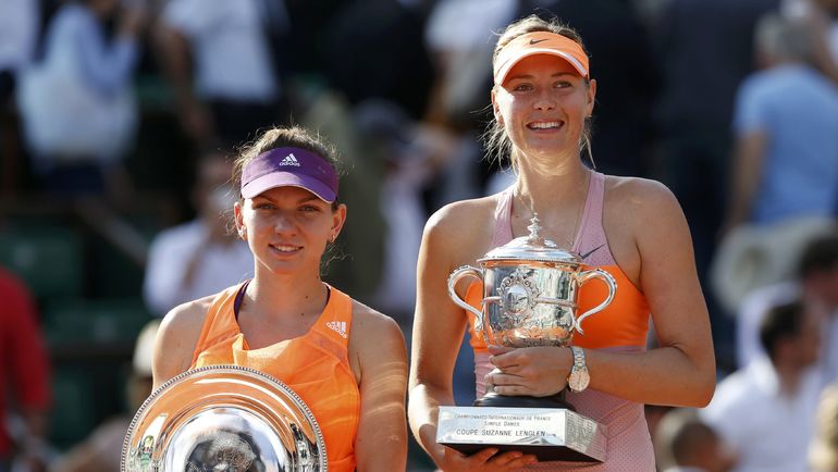 7 июня 2014 года. Париж. Мария ШАРАПОВА (справа) и Симона ХАЛЕП после финала Roland Garros, завершившегося победой россиянки. Фото AFP 7 июня 2014 года. Париж. Мария ШАРАПОВА (справа) и Симона ХАЛЕП после финала Roland Garros, завершившегося победой россиянки. Фото AFP